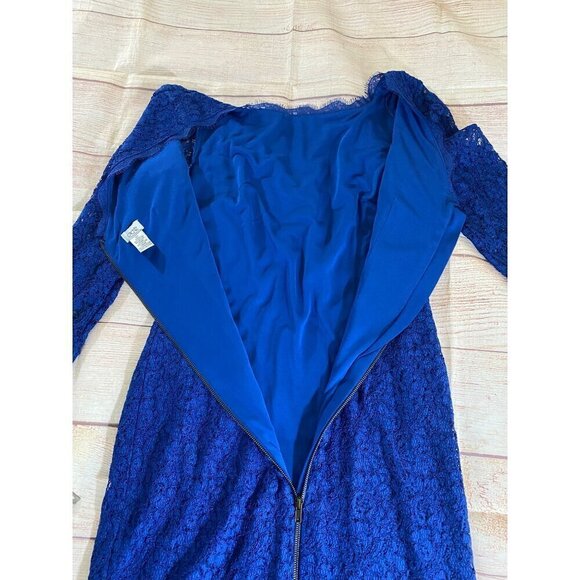 Cache Women's Blue Half Sleeve Lace Cocktail Dress - 10 - Picture 13 of 13